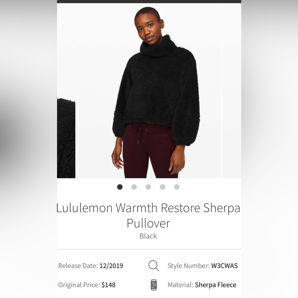Lululemon warm restore Sherpa black, size M/L Teddy style